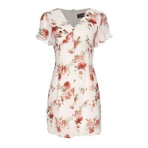 V Neck Short Sleeves Floral Dress